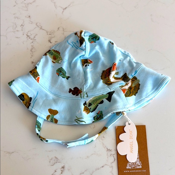 Angel Dear Other - NWT Angel Dear Blue Fish Print Baby Sun Hat